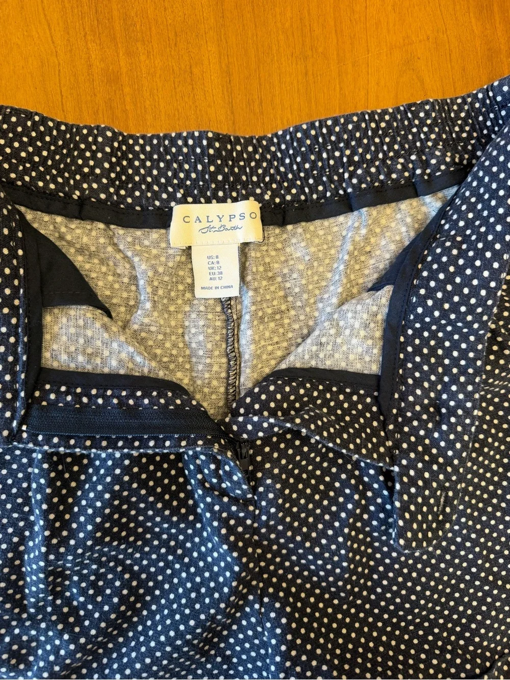 Calypso St. Barth Linen Blend Navy & White Polka Dot Shorts | Resortwear | 8